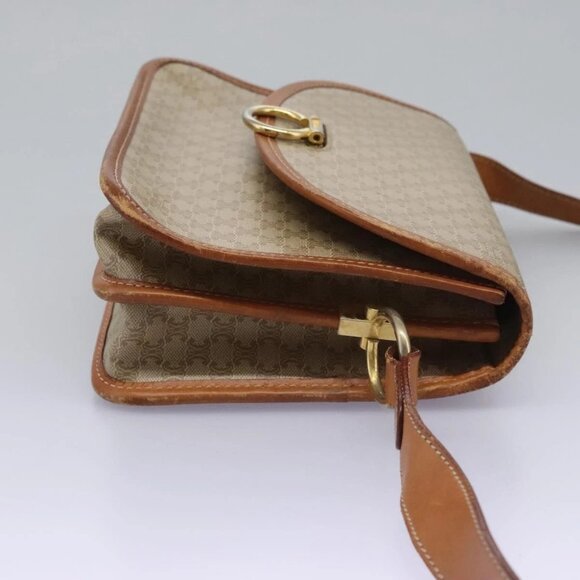 CELINE Macadam Canvas Shoulder Bag Beige Gold Auth - Picture 5 of 16